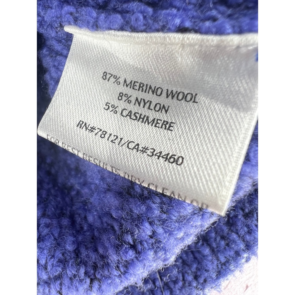 Eileen Fisher Purple Blue Merino Wool Cashmere Shawl Collar Boucle Sweater Small - Picture 6 of 11